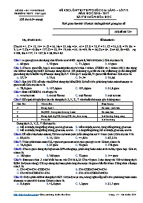 Đề khảo sát chất lượng ôn thi THPT Quốc gia lần 3 môn Hóa học năm 2017 - Mã đề 224 - Trường THPT Yên Lạc